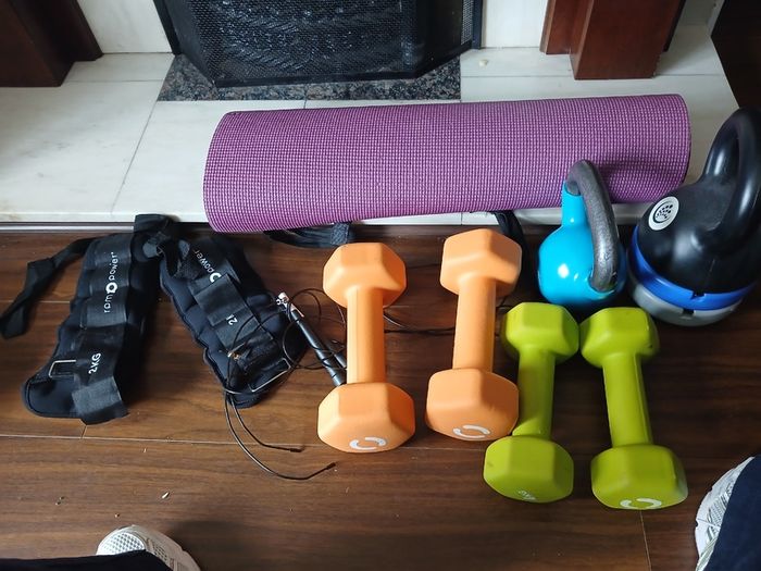 Selection of Home weights and home gym items