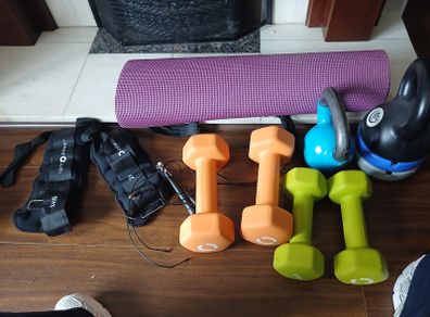 Selection of Home weights and home gym items