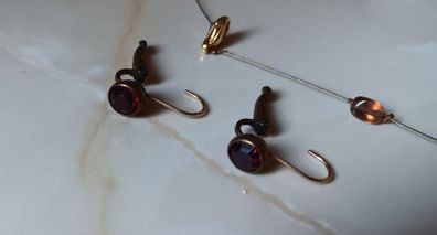 Garnet Earrings & Necklace set with bag (costume)