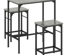 Bar Table Set Bar Table with Bar Stool Set Dining Table with 2 Chairs with Non-Slip Foot Pads Gray