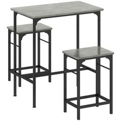 Bar Table Set Bar Table with Bar Stool Set Dining Table with 2 Chairs with Non-Slip Foot Pads Gray