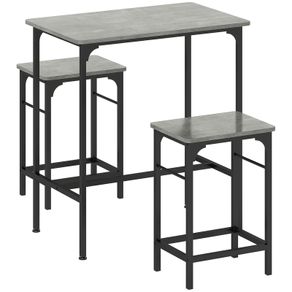 Bar Table Set Bar Table with Bar Stool Set Dining Table with 2 Chairs with Non-Slip Foot Pads Gray