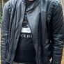 Leather Biker Jacket: Size Medium. Image 3