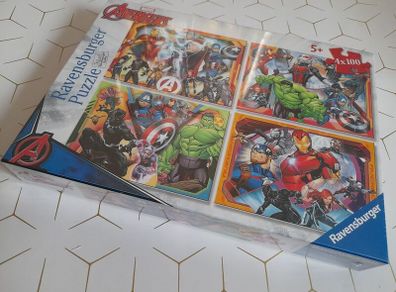 NEW Ravensburger Marvel Avengers Assemble 4 x 100 Piece Bumper