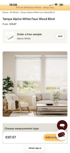 Blinds2go Tampa Alpine white blinds x 4