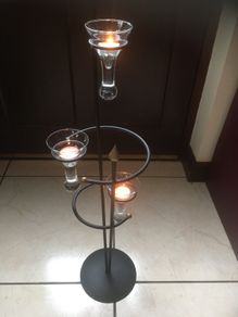 BRAND NEW Cast Iron Candle holder with 3 glass holders