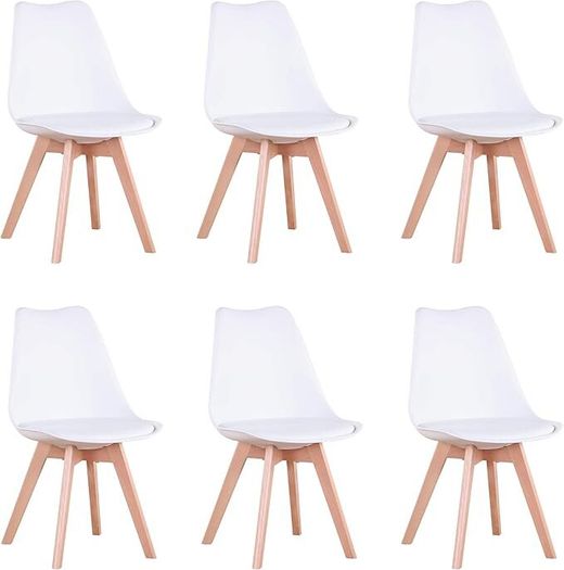 Set of 6 Dining Chairs, Padded Chairs