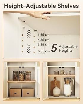 6-Tier Bookcase with Doors and Cabinet, Bookshelf Floor Standing Display Storage Shelf, Bookcases for Home, Office, Living Room, Bedroom, White, 48 x 24 x 176.4