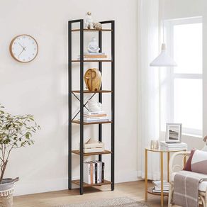 Bookcase, standing shelf, DVD shelf, with 6 levels, office shelf, open shelves, for office, living room, bedroom, kitchen, 30 x 40 x 187.5 cm