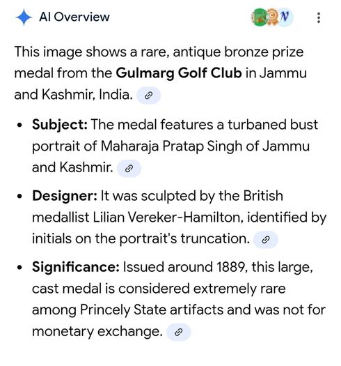 India Gulmarg Golf Club Rare Medal