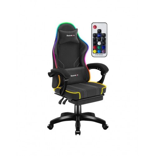 Huzaro Force 3.7 RGB Black Gaming Chair Ergonomic RGB Gaming Chair with Footrest