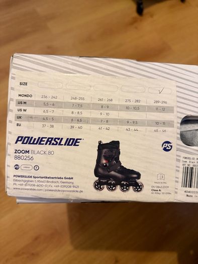 Powerslide Zoom Black 80 Inline Skates  Size 45 46 EU