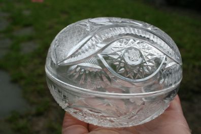 Hand Made in Hungary Crystal -Crystal Glass box/ candy jar 1960s