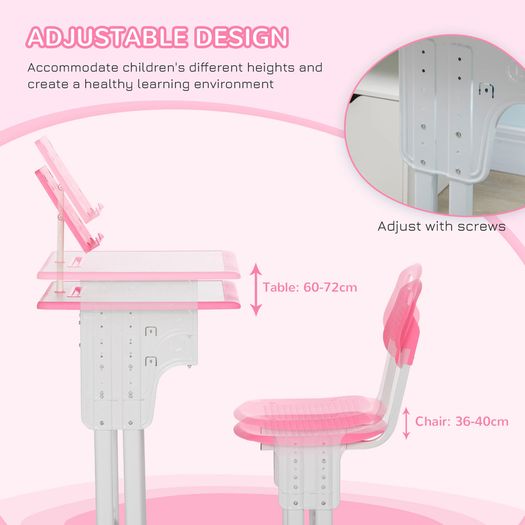 Kids Desk and Chair Set Adjustable Book Stand, Pen Slot