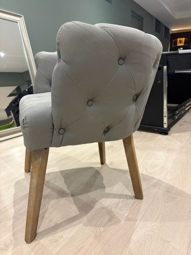 Grey Button-Tufted Accent Chair