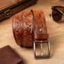 Unisex Genuine Leather Tooled Belt Vintage Floral Western Leather Belt Image 4