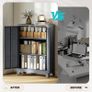 Filing cabinet with louver doors, storage cabinet, metal cabinet with 2 adjustable shelves, 75 x 33 x 110 cm, Gray Image 4