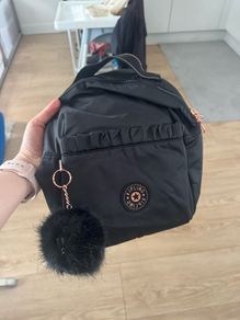 Kipling Mini Backpack (Black with Rose Gold Hardware + Keyring)