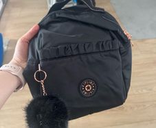 Kipling Mini Backpack (Black with Rose Gold Hardware + Keyring)
