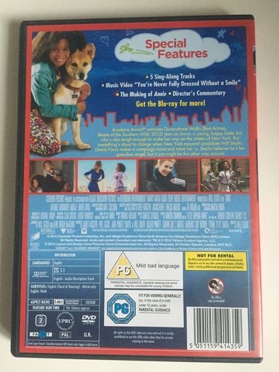 Annie [2013] Jamie Fox, Cameron Diaz & Quvenzhane Wallis [Movie DVD]