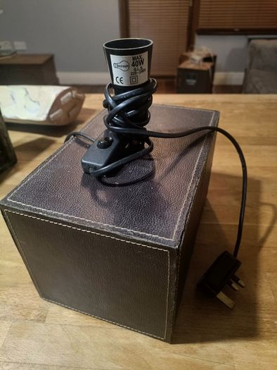 (Move out sell-see my other low priced ads) Modern Faux Leather Table Lamp - Square Base with Switch