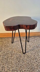 Rustic Live Edge Wood Side Table  Accent Table