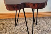 Rustic Live Edge Wood Side Table  Accent Table