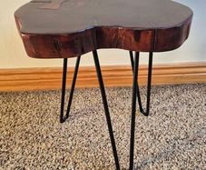 Rustic Live Edge Wood Side Table  Accent Table