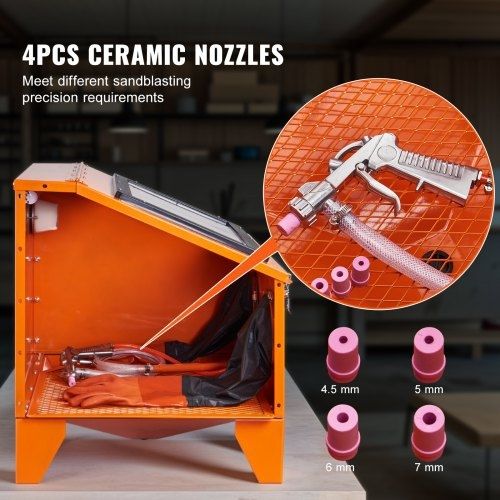 151.4 L Sandblasting Cabinet Benchtop Cabinet with Blasting Gun 4 Nozzle