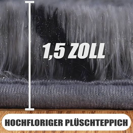 120 x 180 cm, Grey and Black, Soft Large Living Room Rug, Girls, Boys, Youth, Children's Room, High Pile, Fluffy Long Pile Bed Rug