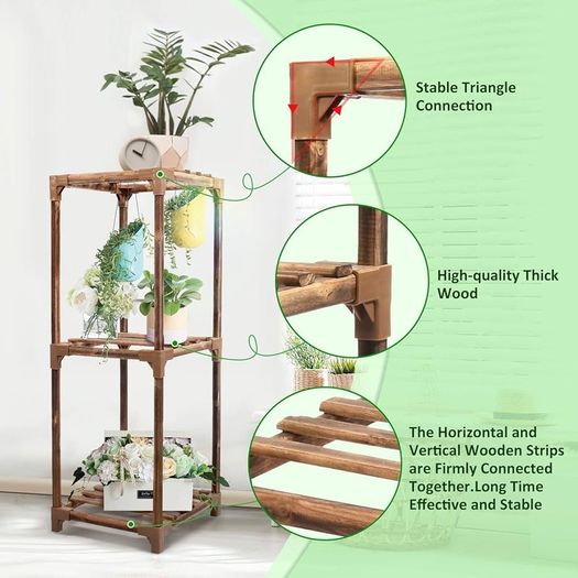 NEW SALE | Wood Plant Stand Indoor, 3 Tier Tall Plant Shelf Flower Pot Stands Display Rack Holder Outdoor