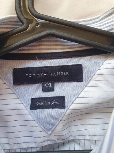 Tommy hilfiger 2007 long sleeve shirt size xxl white blue/pin pit to pit 25" like new