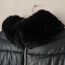 Black MOTIVI jacket with knitted removable cuffs  and removable fur collar Image 3