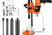 Diamond Core Drilling Machine, 200 mm Drilling Diameter, 2-in-1 Handheld &amp; Stand-Mount Dry and Wet Concrete Core Drill Rig with 4 Bits, 1000/2