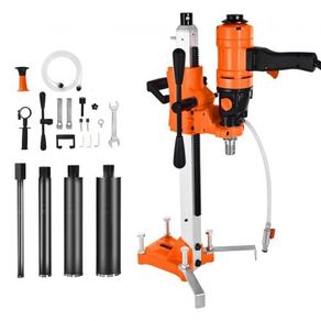 Diamond Core Drilling Machine, 200 mm Drilling Diameter, 2-in-1 Handheld & Stand-Mount Dry and Wet Concrete Core Drill Rig with 4 Bits, 1000/2