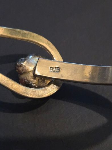 925 Sterling Silver Bangle with Rope and Rose Shaped Clasp