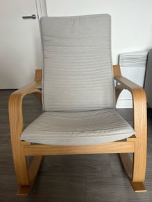 Ikea POANG rocking chair - oak veneer, kinsa light beige