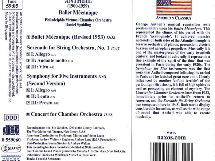 George Antheil. Ballet Mecanique. CD. Free Postage!