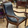 Large Genuine Leather Armchair with Matching Footstool Image 3