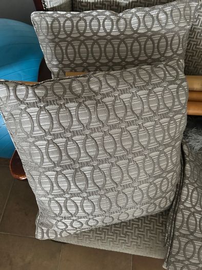 eyelet curtains 90 w x 108 drop  inc cushion& pole
