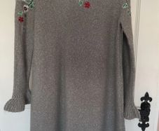 jumper dress Aline yumi jumper dress size small grey frilled cuff with embroidery small 10/12