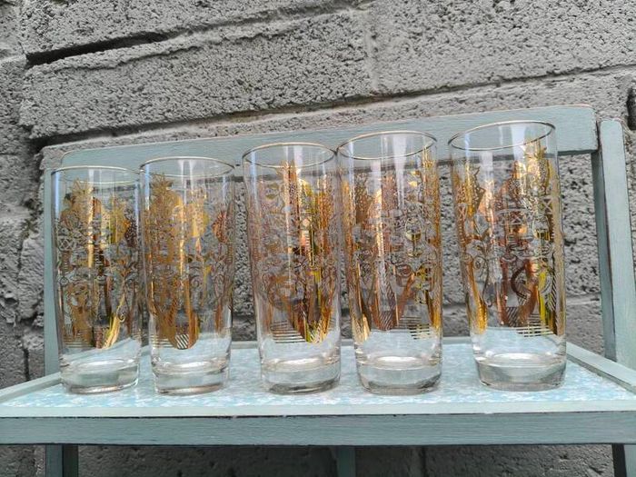 5 x Mid Century Highball glasses
