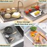 Stainless Steel Over Sink Drainer Rack, Foldable and Removable Drying Mat for Board, Fruit, Vegetables. Kitchen Organiser & Accessories for Sponge Holder Black 43 x 35 Image 3
