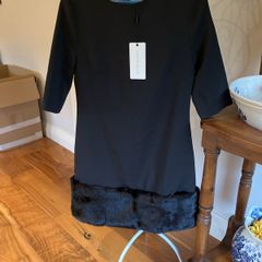 Lavish Alice black dress with fur detail