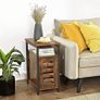_Side table, side cabinet with shelf and adjustable shelf level, living room, bedroom, study, office, 30 x 50 x 60 cm, metal, industrial design, vintage, dark brown Image 2