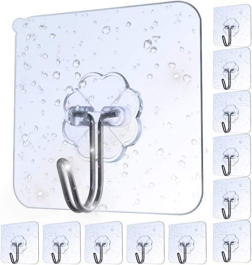 AOMEES Adhesive Hooks Heavy Duty Wall Hooks 8kg 12 Pack Self Adhesive - Brand New