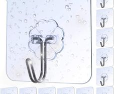 AOMEES Adhesive Hooks Heavy Duty Wall Hooks 8kg 12 Pack Self Adhesive - Brand New