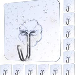AOMEES Adhesive Hooks Heavy Duty Wall Hooks 8kg 12 Pack Self Adhesive - Brand New