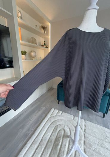 Ladies Long Sleeved Charcoal Grey Pleated Top from Autograph