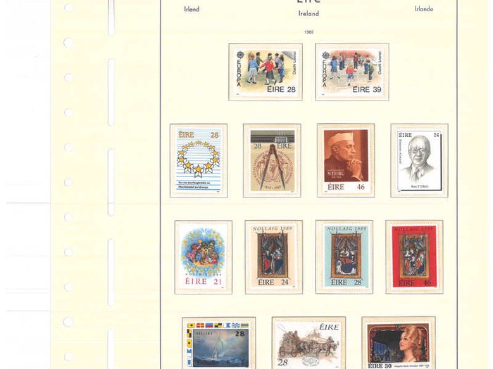 Collection. ireland 1985-1991 commemorative and definitive stamps on Lighthouse (Leuchtturm) pages 57-80 Mint Never Hinged (MNH). I note all commemorative stamps and definitive stamps including Irish Heritage & Treasures set.